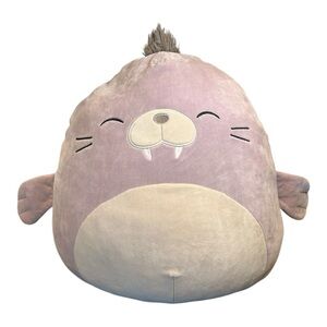 Squishmallows Kwame the Walrus Purple closed eyes S16
